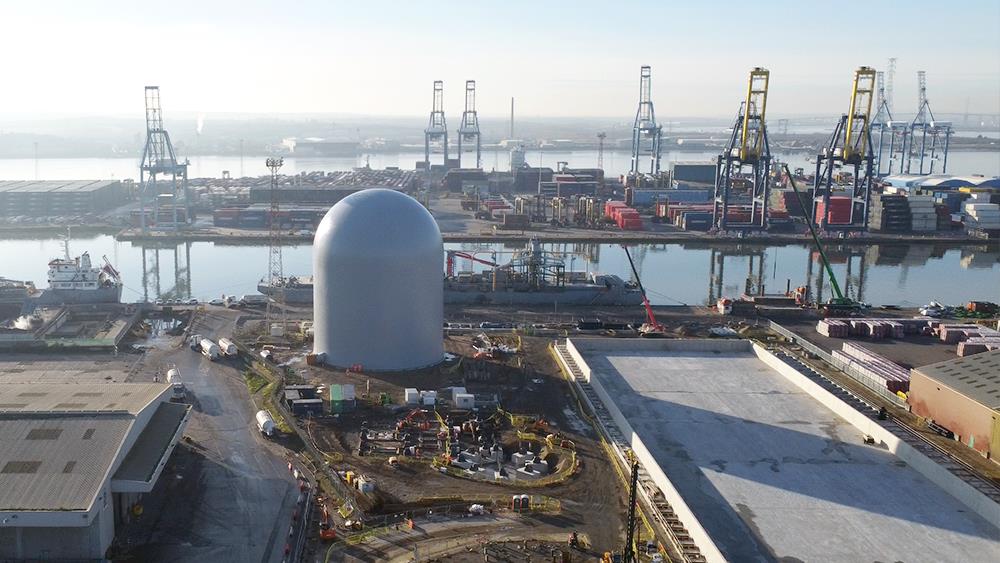 Dome silo inflated at Aggregate Industries Tilbury facility image